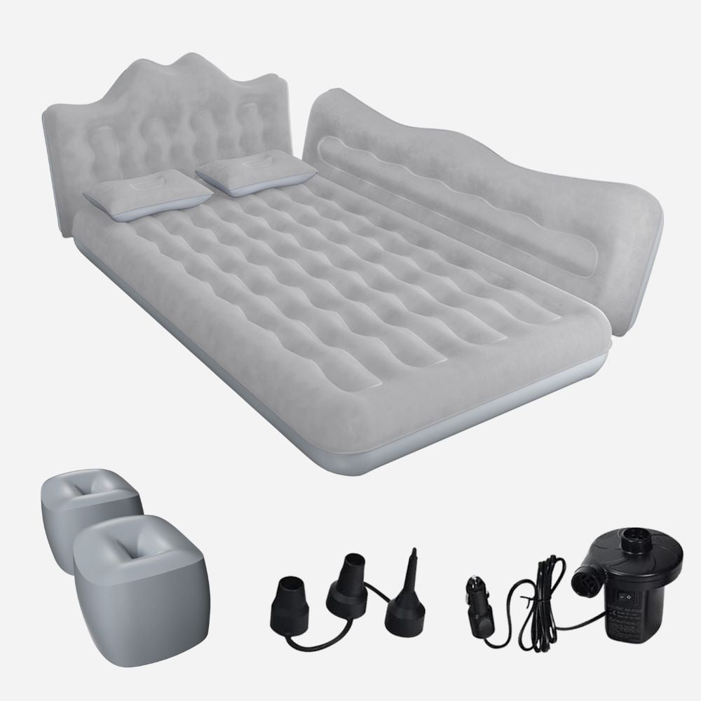 Gray Car Air Bed Inflatable Mattress Back Seat Cushion Pillow For