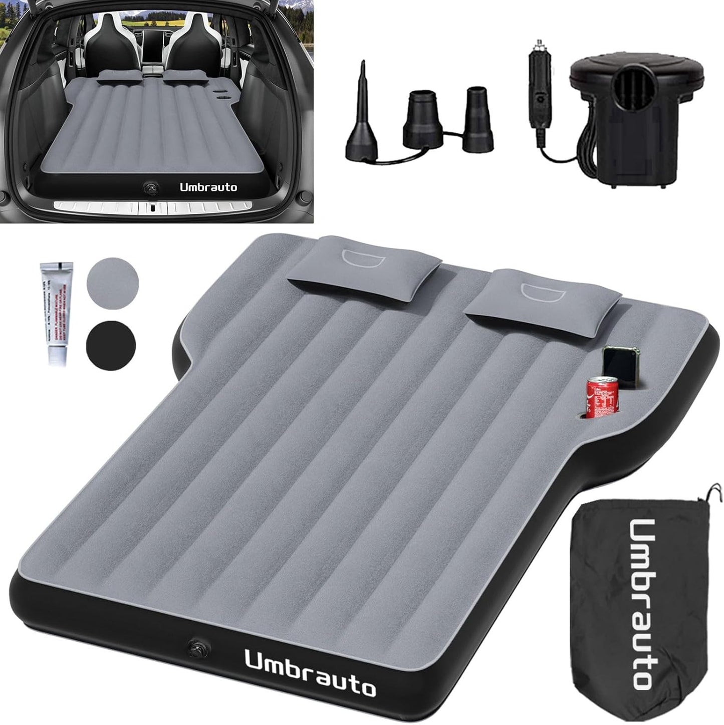 Umbrauto Tesla Y Car Camping SUV Thicken Air Mattress Gray