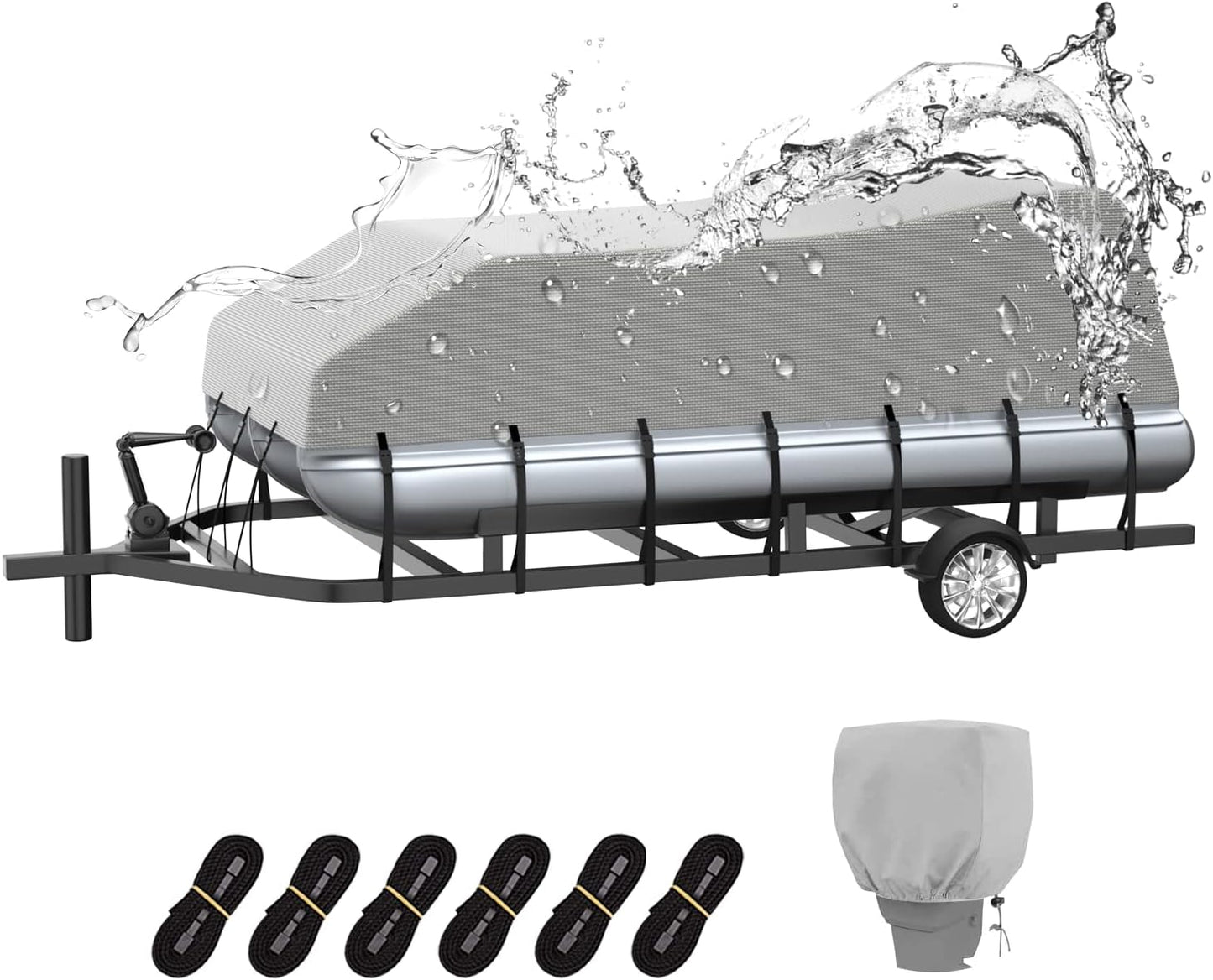 Umbrauto Trailerable Pontoon Boat Cover with Motor Cover