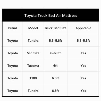 5.5-5.8ft | 6-6.5ft Toyota Short Truck Bed Air Mattress