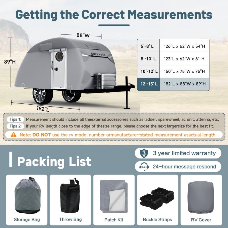 Umbrauto 7 Layers Top Teardrop Travel Trailer Cover