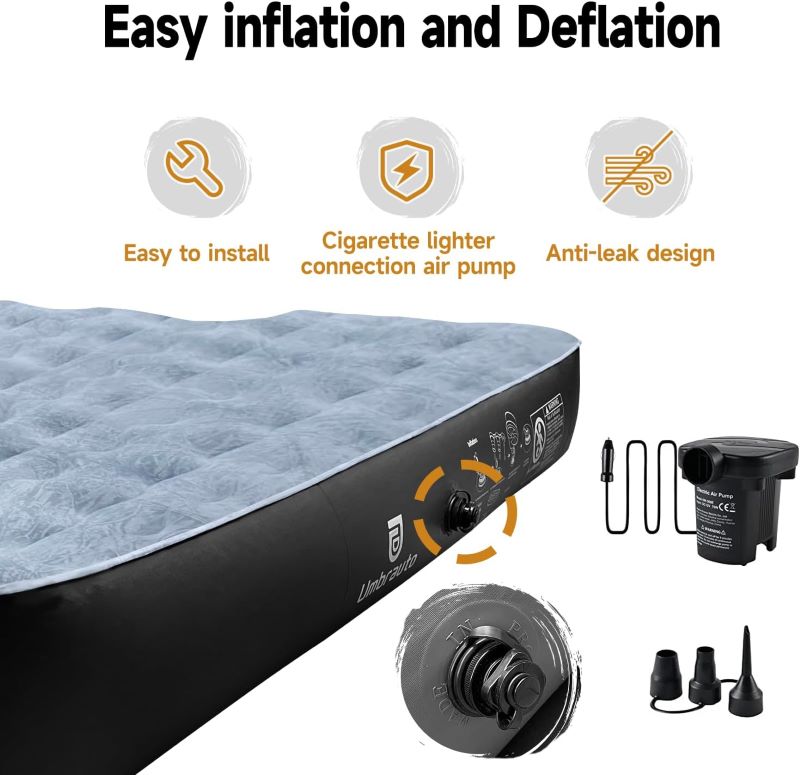 Umbrauto Truck Bed Air Mattress for 6.5FT Mide Size Truck Bed, Gray